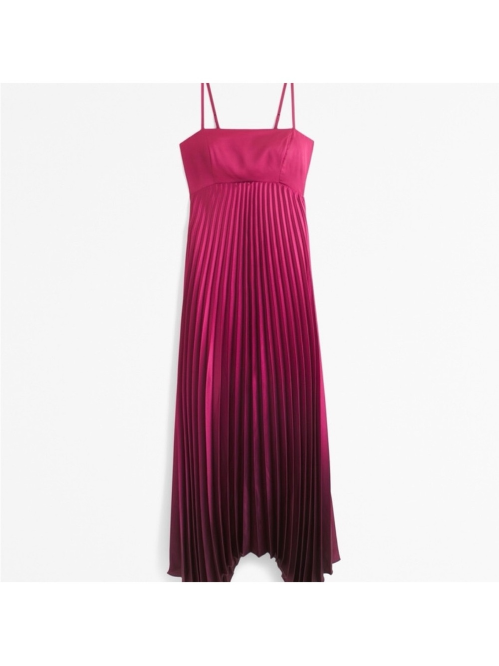 Abercrombie & Fitch Magenta Ombre Pleated Maxi Dress